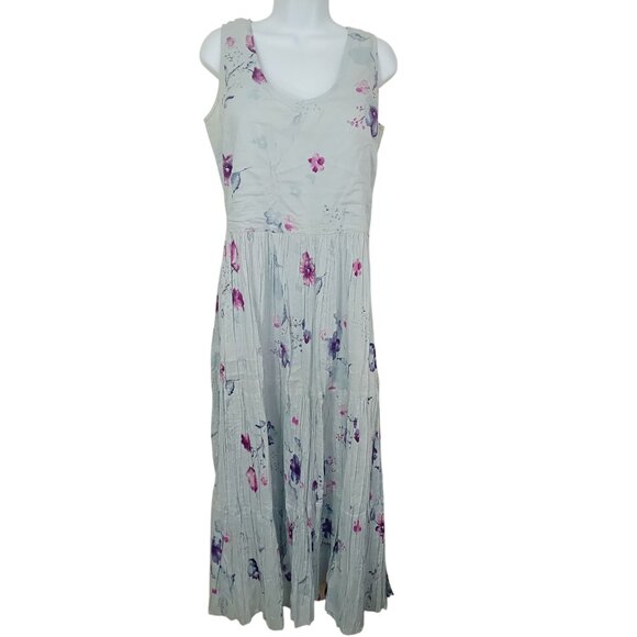 Vintage 90s 2-pc Set Floral Tank Dress & Cardigan Sweater Knit Linen Cotton M/L - Picture 10 of 15